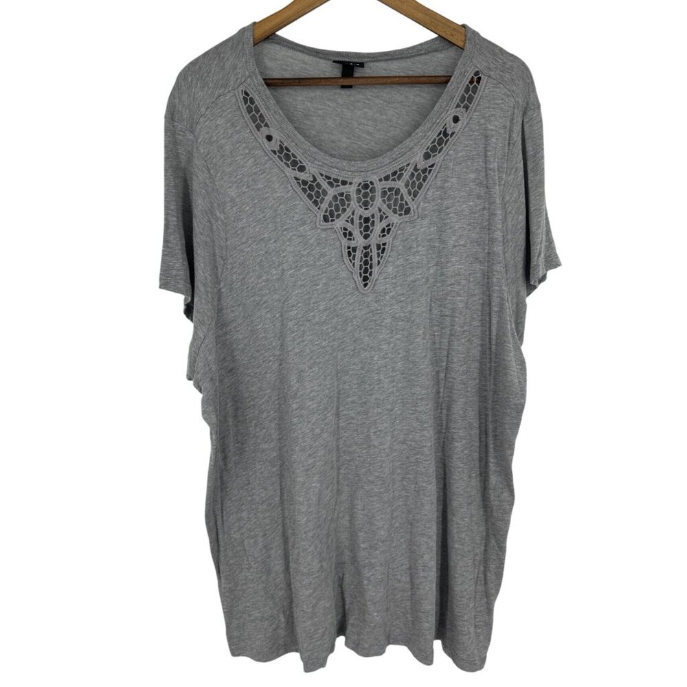 Torrid Womens Crochet Neckline Short Sleeve Lightweight T-Shirt Size 4X